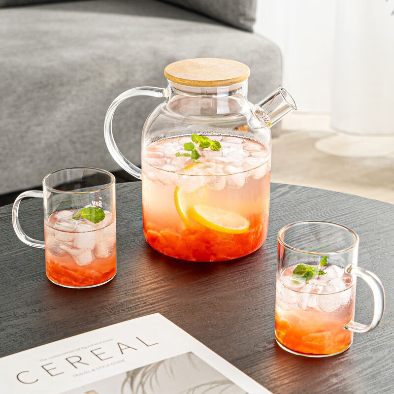 Ceainic din sticlă borosilicată rezistentă pentru plita electrică din ceramică, cană de suc cu capacitate mare, transparent, design modern.