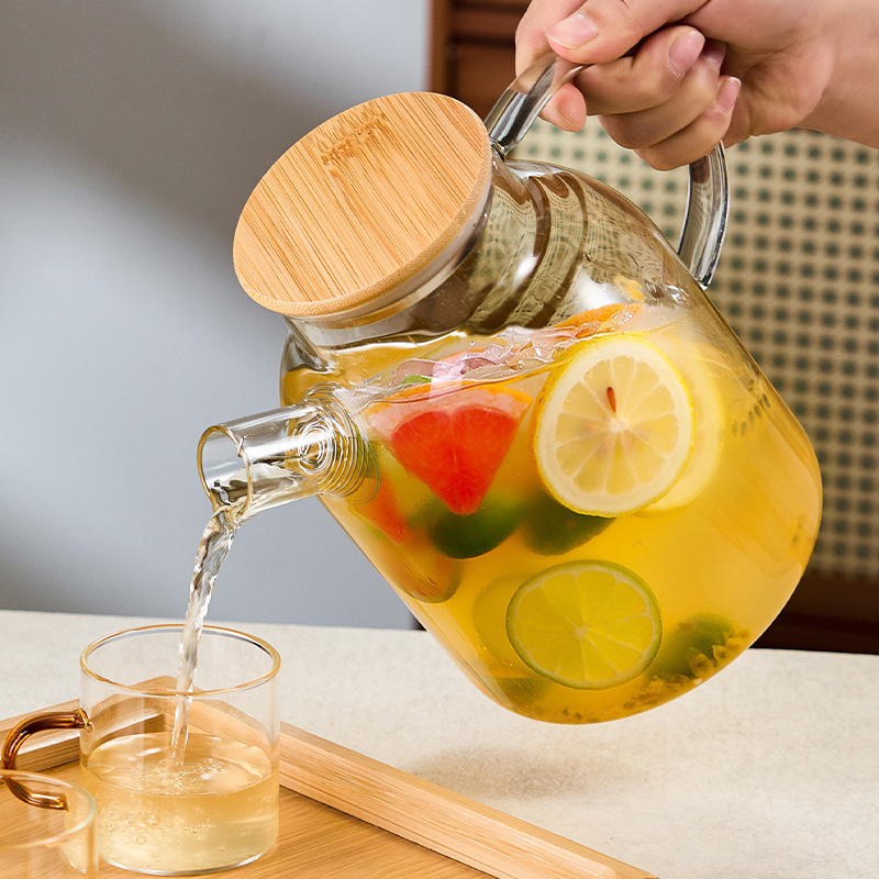 Ceainic din sticlă borosilicată rezistentă pentru plita electrică din ceramică, cană de suc cu capacitate mare, transparent, design modern.