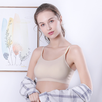 Bustier scurt din ice silk, respirabil, fără cusături, fără arcuri, fără fir, stil sport pentru femei
