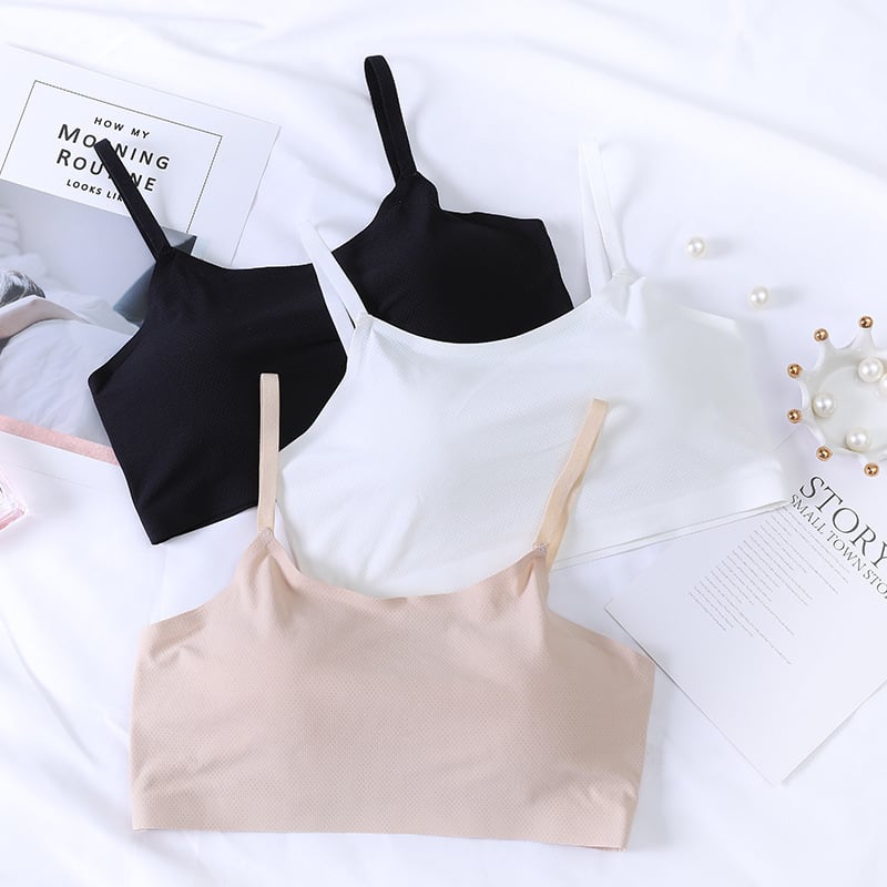 Bustier scurt din ice silk, respirabil, fără cusături, fără arcuri, fără fir, stil sport pentru femei