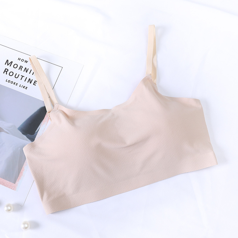 Bustier scurt din ice silk, respirabil, fără cusături, fără arcuri, fără fir, stil sport pentru femei