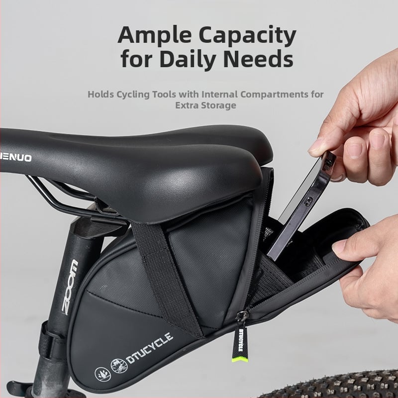 Geantă de șa din PU impermeabilă pentru bicicletă de drum, cu atașament pentru lumina de spate, capacitate 1,5 L, compatibilă cu șa sau torbă de șa