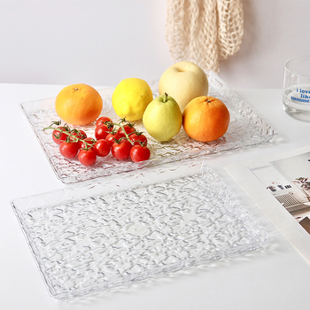 Tavă de ceai din plastic cu model glaciar, platou dreptunghiular pentru fructe, pentru sufragerie