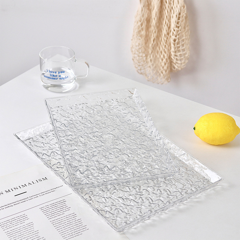 Tavă de ceai din plastic cu model glaciar, platou dreptunghiular pentru fructe, pentru sufragerie