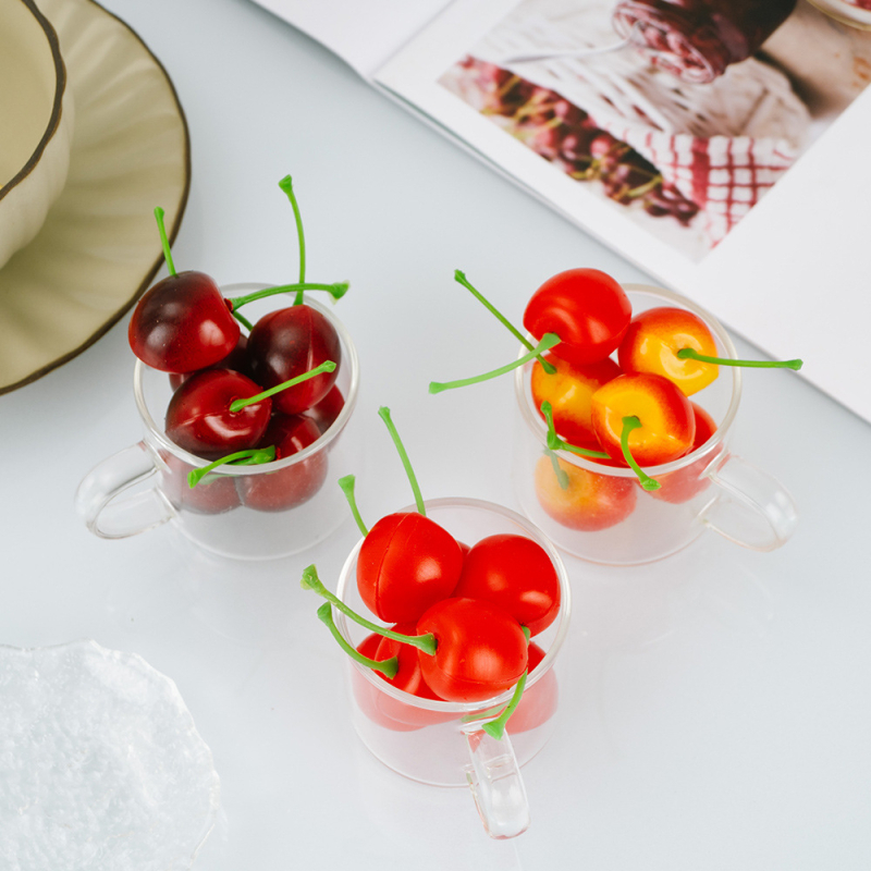 Cireșe artificiale din plastic pentru decor, recuzită fotografică și proiecte DIY