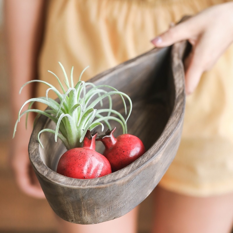 Tăviță din lemn în stil Wabi-Sabi – farfurie pentru fructe, decor pentru living