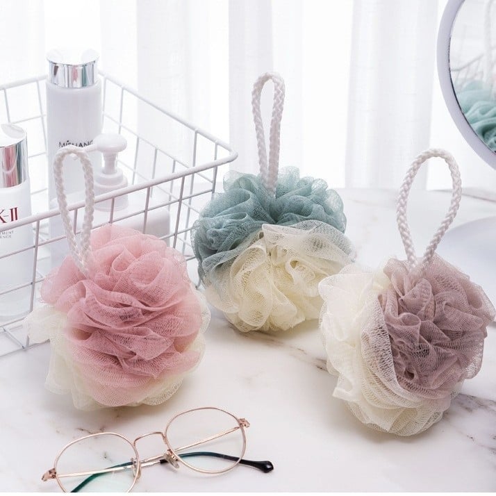 Minge mare de baie cu design floral, stil nou, durabilă, foarte moale, rețea spumantă pentru baie