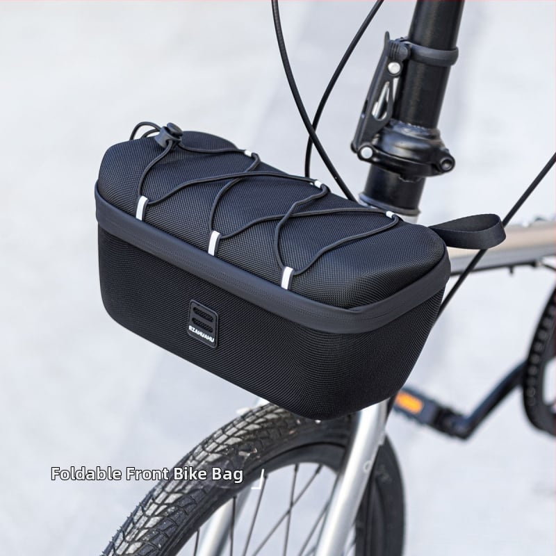 Geantă frontală pentru bicicletă pliabilă, cu husă rigidă pentru ghidon, Pig Nose Bag montată în față