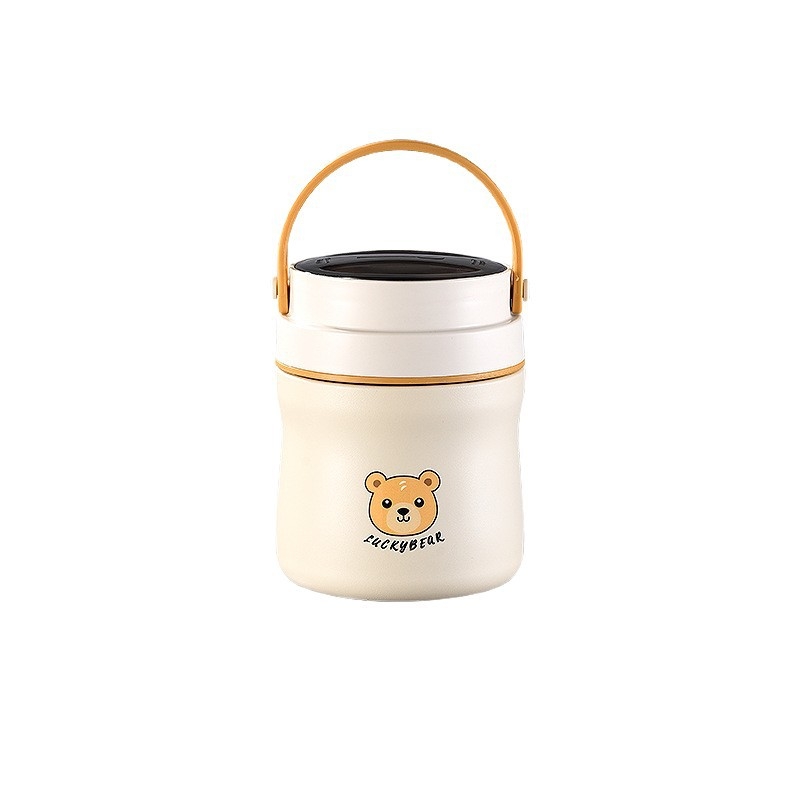 Cutie de prânz din oțel inoxidabil 304, în formă de urs, izolație termică, capacitate mare pentru birou, cutie de prânz portabil cu design desen animat
