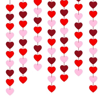 Ghirlandă de inimioare din fetru pentru Ziua Îndrăgostiților – ILOVEYOU, decor pentru camera de nuntă