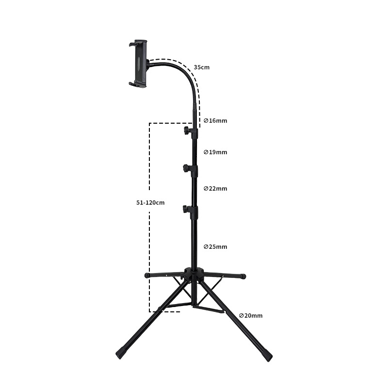 Suport pentru telefon fără mâini cu trepied multifunctional pentru fotografie și streaming, clemă pentru tabletă
