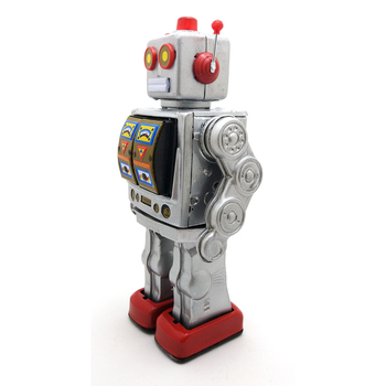 ME100 Roboțel electric rotativ nostalgic din tablă – ornament decorativ pentru expoziții și recuzită fotografică