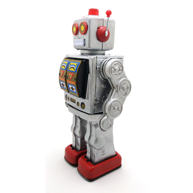 ME100 Roboțel electric rotativ nostalgic din tablă – ornament decorativ pentru expoziții și recuzită fotografică