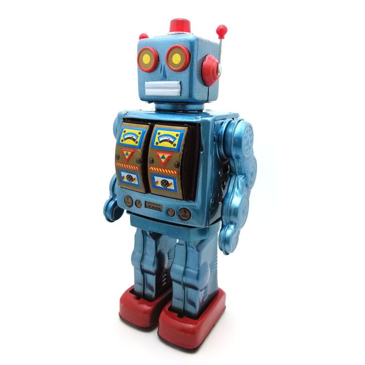 ME100 Roboțel electric rotativ nostalgic din tablă – ornament decorativ pentru expoziții și recuzită fotografică