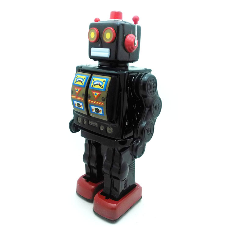 ME100 Roboțel electric rotativ nostalgic din tablă – ornament decorativ pentru expoziții și recuzită fotografică