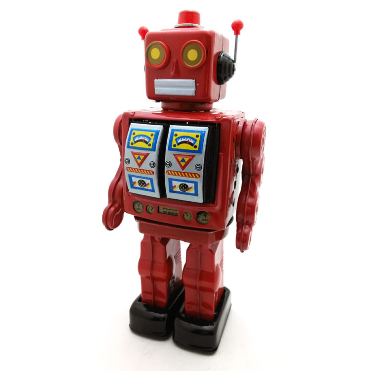 ME100 Roboțel electric rotativ nostalgic din tablă – ornament decorativ pentru expoziții și recuzită fotografică