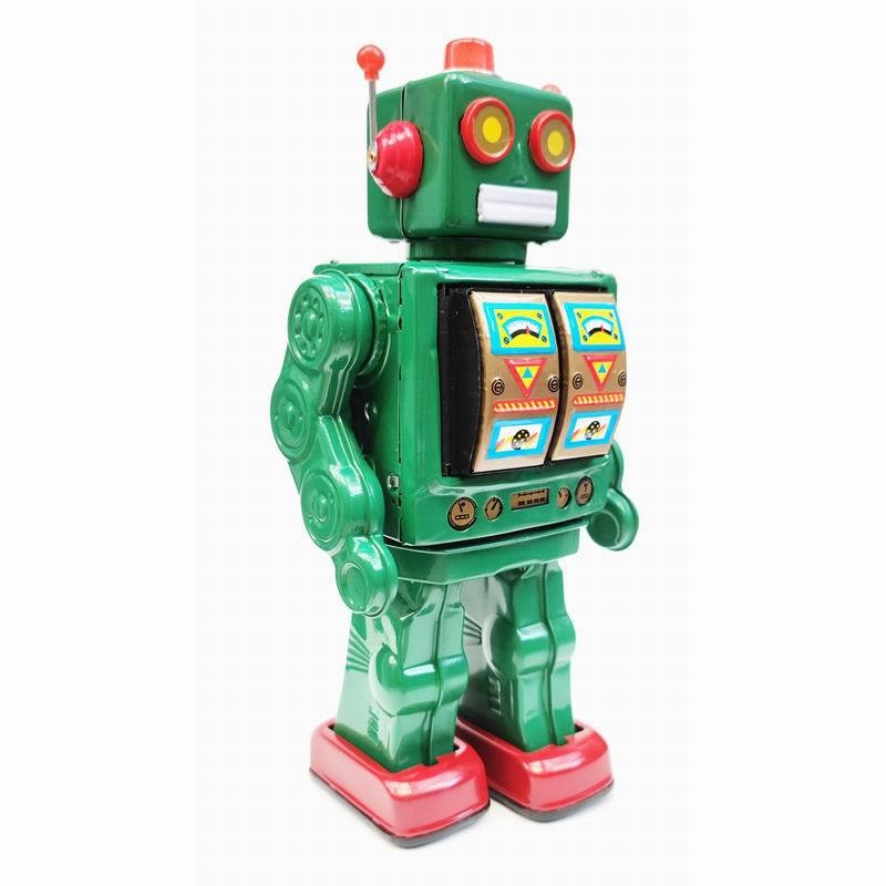 ME100 Roboțel electric rotativ nostalgic din tablă – ornament decorativ pentru expoziții și recuzită fotografică