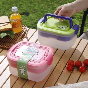 Cutie pentru prânz de grad alimentar, compatibilă cu microunde, izolată, cu tacâmuri, compartimente duble