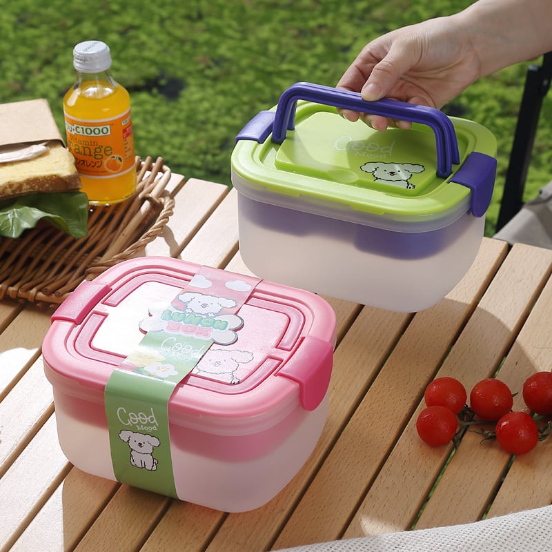 Cutie pentru prânz de grad alimentar, compatibilă cu microunde, izolată, cu tacâmuri, compartimente duble