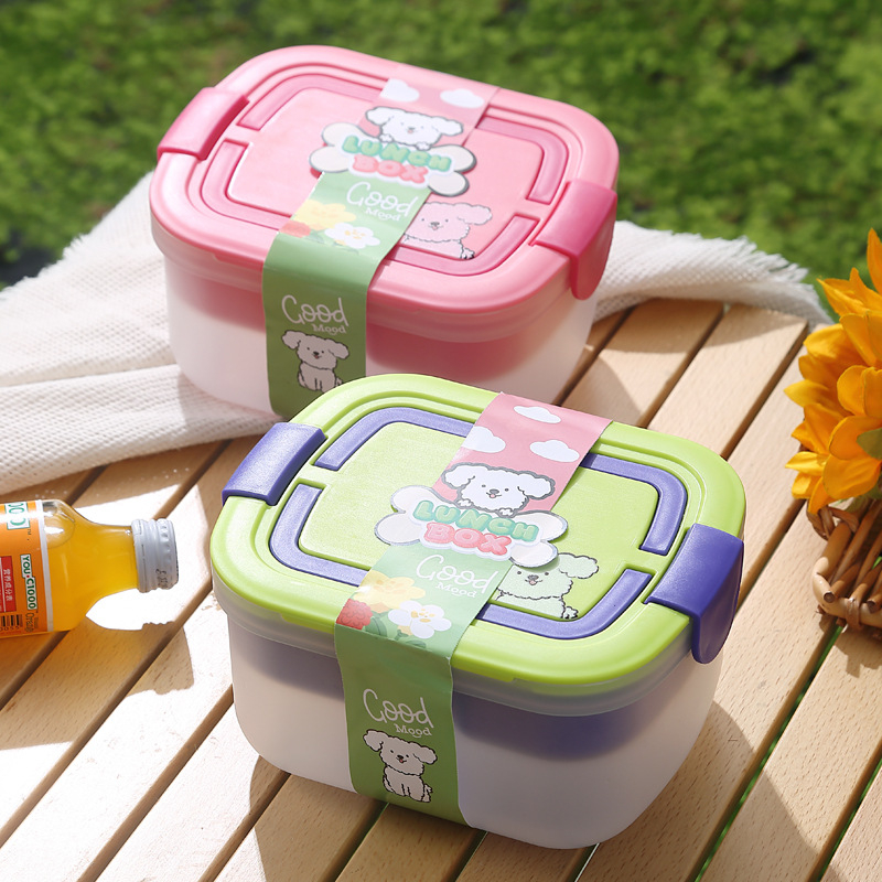 Cutie pentru prânz de grad alimentar, compatibilă cu microunde, izolată, cu tacâmuri, compartimente duble