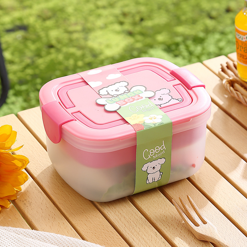 Cutie pentru prânz de grad alimentar, compatibilă cu microunde, izolată, cu tacâmuri, compartimente duble