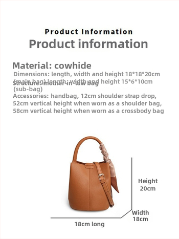 Geantă bucket cu eșarfă de mătase pentru femei, vară, capacitate mare, versatilă, set de poșetă de mână și crossbody