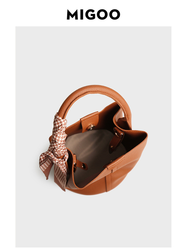 Geantă bucket cu eșarfă de mătase pentru femei, vară, capacitate mare, versatilă, set de poșetă de mână și crossbody