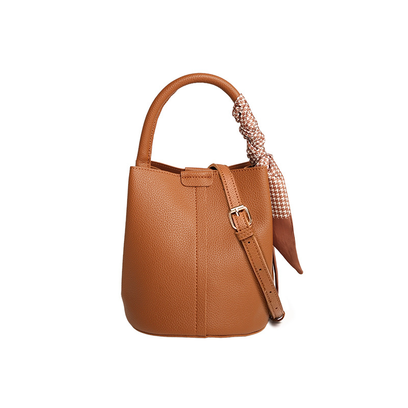 Geantă bucket cu eșarfă de mătase pentru femei, vară, capacitate mare, versatilă, set de poșetă de mână și crossbody
