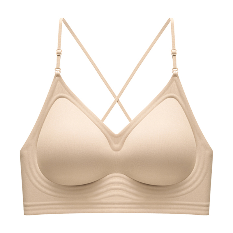 Sutien de vară fără sârmă, cupe modelate subțiri, cusături invizibile, push-up ușor, bretele subțiri, fără spate, pentru femei