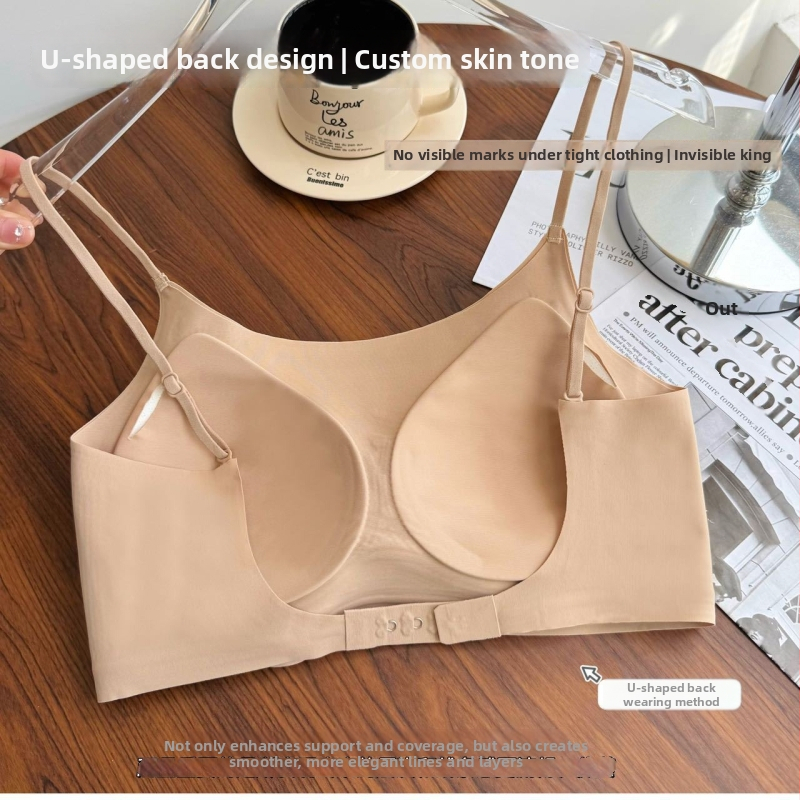 Sutien invizibil cu push-up pentru femei, respirabil, fără spate, fără cusături, spate atrăgător, design versatil
