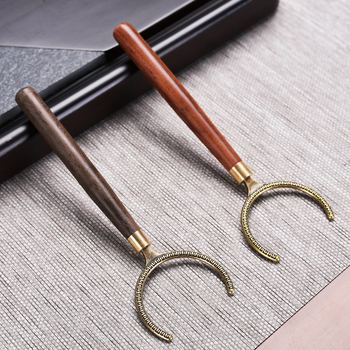 Accesorii pentru ceremonia ceaiului din abanos și palisandru: clips metalic pentru ceai, suport pentru ceașcă și furculiță pentru ceai pentru set Kung Fu