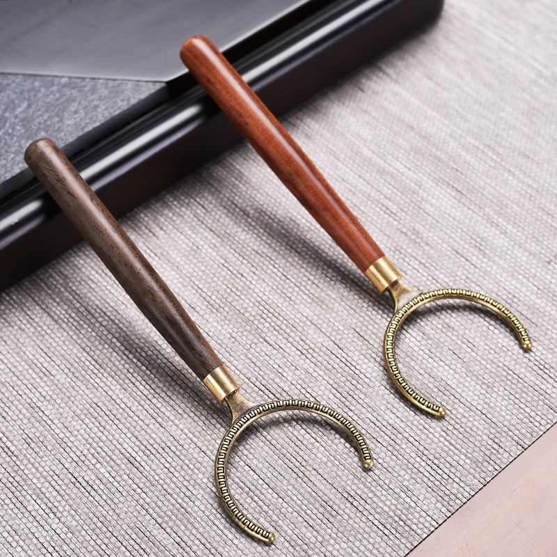 Accesorii pentru ceremonia ceaiului din abanos și palisandru: clips metalic pentru ceai, suport pentru ceașcă și furculiță pentru ceai pentru set Kung Fu