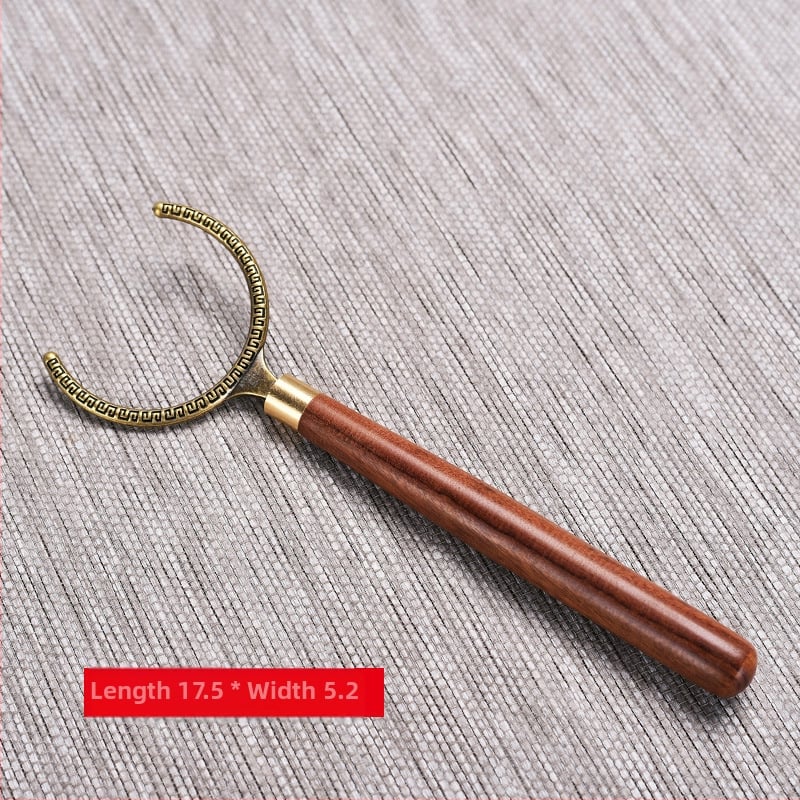 Accesorii pentru ceremonia ceaiului din abanos și palisandru: clips metalic pentru ceai, suport pentru ceașcă și furculiță pentru ceai pentru set Kung Fu