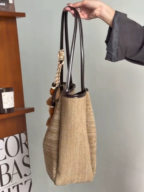 Geantă bucket împletită pentru femei, stil minimalist, capacitate mare, tote casual pentru ziua de zi, 2026 model nou