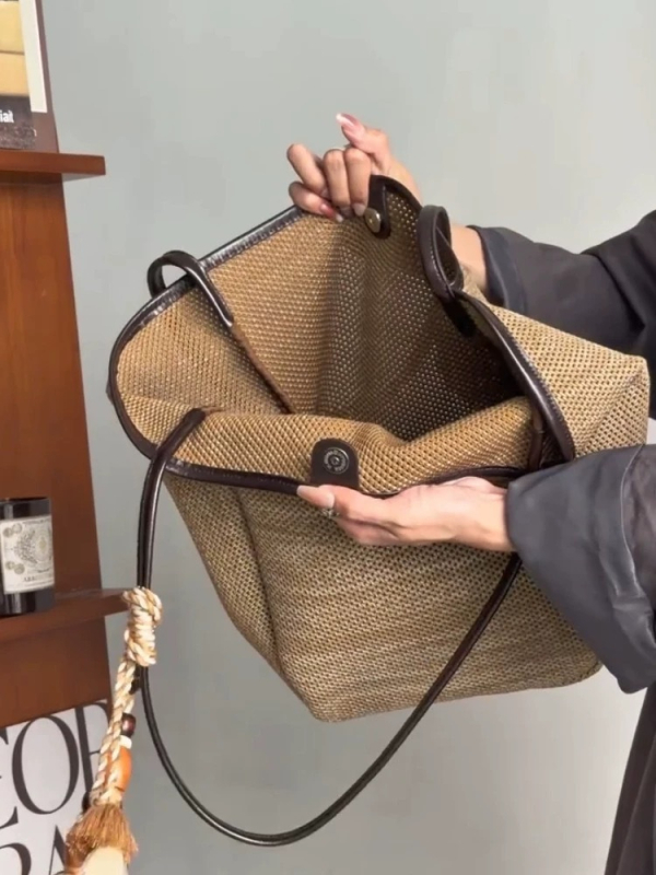 Geantă bucket împletită pentru femei, stil minimalist, capacitate mare, tote casual pentru ziua de zi, 2026 model nou