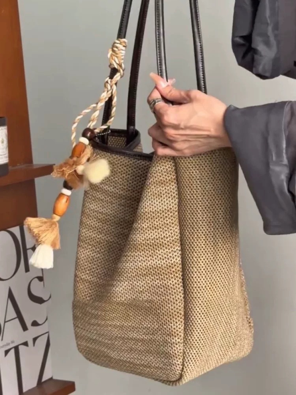 Geantă bucket împletită pentru femei, stil minimalist, capacitate mare, tote casual pentru ziua de zi, 2026 model nou