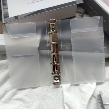 Binder de stocare M5A7, transparent, model twill plaid, pentru jurnal A7 cu foi libere