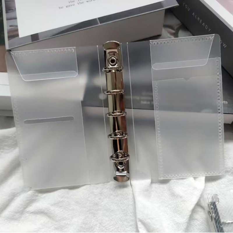 Binder de stocare M5A7, transparent, model twill plaid, pentru jurnal A7 cu foi libere