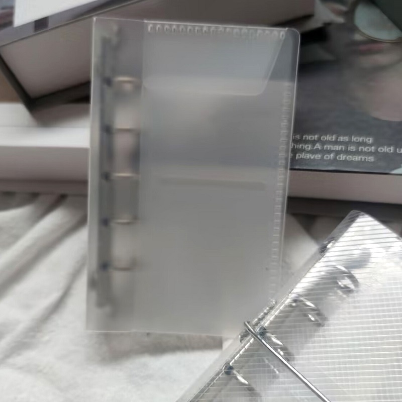 Binder de stocare M5A7, transparent, model twill plaid, pentru jurnal A7 cu foi libere