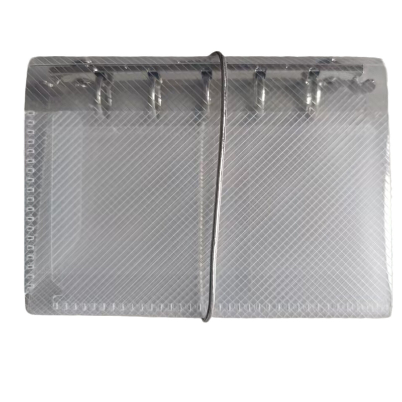 Binder de stocare M5A7, transparent, model twill plaid, pentru jurnal A7 cu foi libere