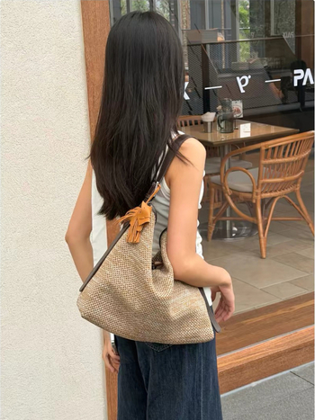 Kebidou Summer Concerto Geantă Tote Vintage Împletită Flywoven Pentru Umăr