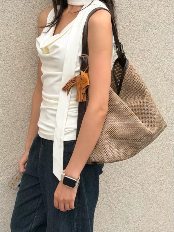 Kebidou Summer Concerto Geantă Tote Vintage Împletită Flywoven Pentru Umăr