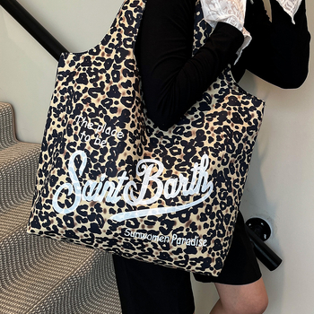 2026 vară: Geantă din nylon cu imprimeu leopard, stil retro european-american, design de nișă, geantă de umăr