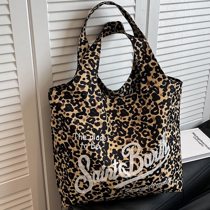 2026 vară: Geantă din nylon cu imprimeu leopard, stil retro european-american, design de nișă, geantă de umăr