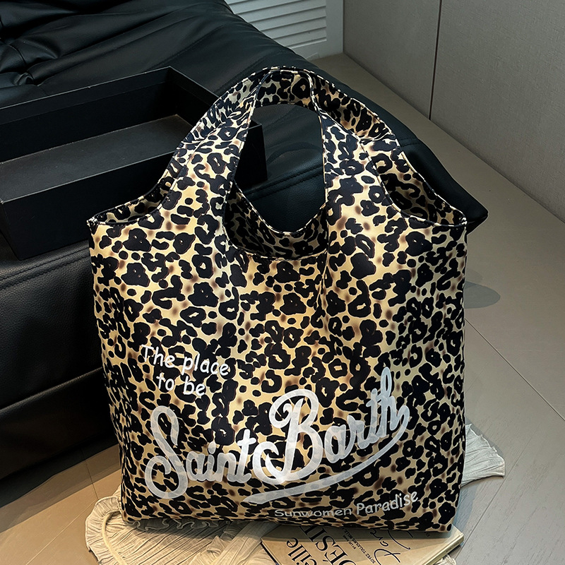 2026 vară: Geantă din nylon cu imprimeu leopard, stil retro european-american, design de nișă, geantă de umăr