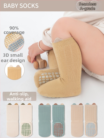Șosete pentru copii din bumbac, lungime medie, pentru primăvară–toamnă, unisex, respirante și absorbante de transpirație, tricot jacquard.