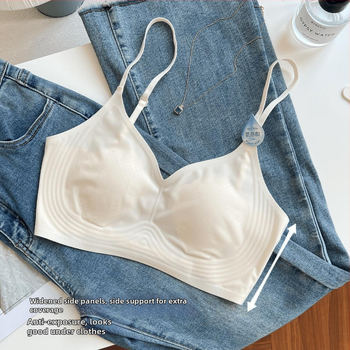Sutien fără spate, invizibil, fără cusături, cupe din cristal, plăcut la atingere, fără sârmă, respirabil, push-up, modelare laterală a sânilor