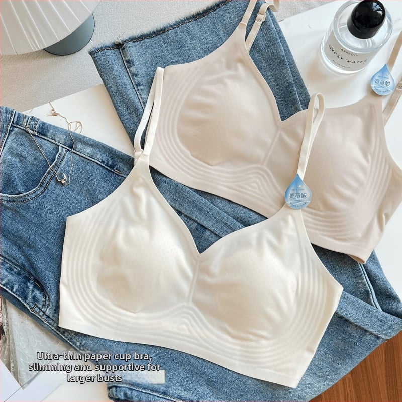 Sutien fără spate, invizibil, fără cusături, cupe din cristal, plăcut la atingere, fără sârmă, respirabil, push-up, modelare laterală a sânilor