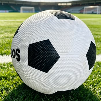 Minge de fotbal din cauciuc alb-negru, dimensiuni 3–5, pentru uz școlar