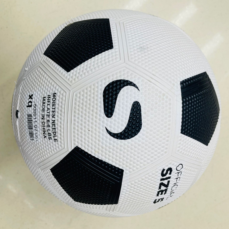 Minge de fotbal din cauciuc alb-negru, dimensiuni 3–5, pentru uz școlar